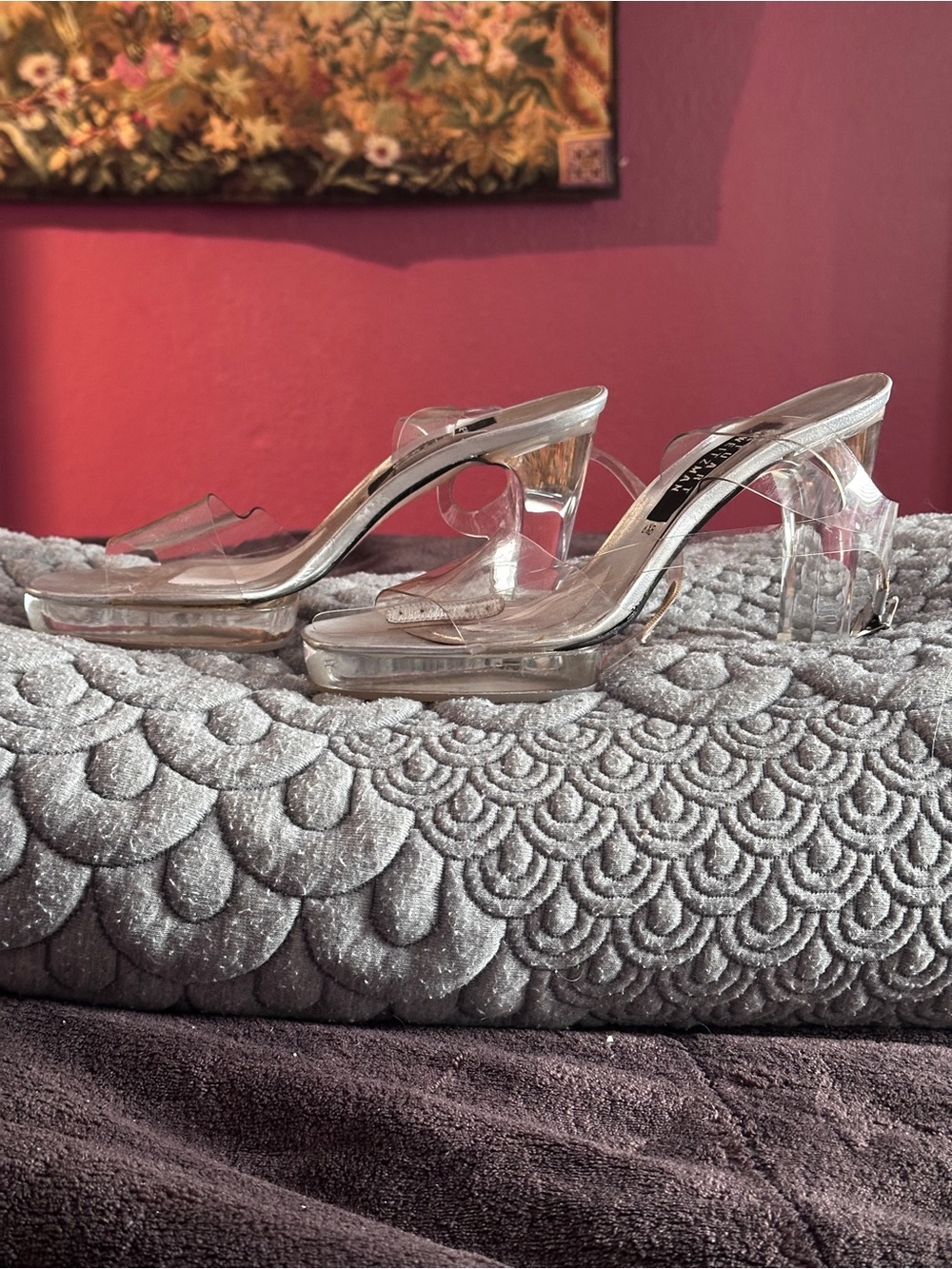 ๐ค ๐ฉถ Stuart Weitzman Vintage Y2K Clear Lucite Platform Sandals Heels 6.5B Spain - Picture 1 of 9